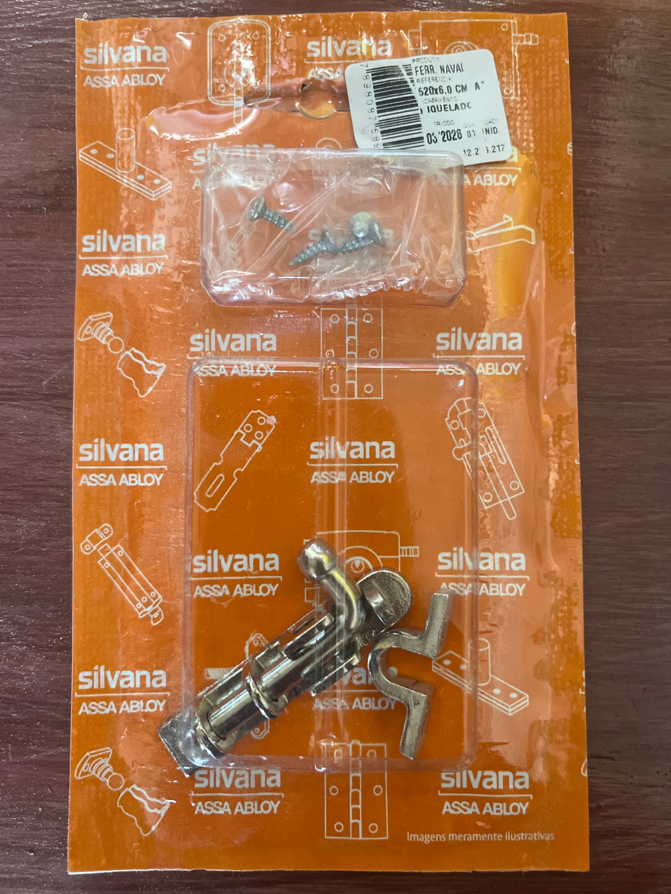 Ferrolho Silvana Naval — 520 × 6,0 cm · Aço niquelado