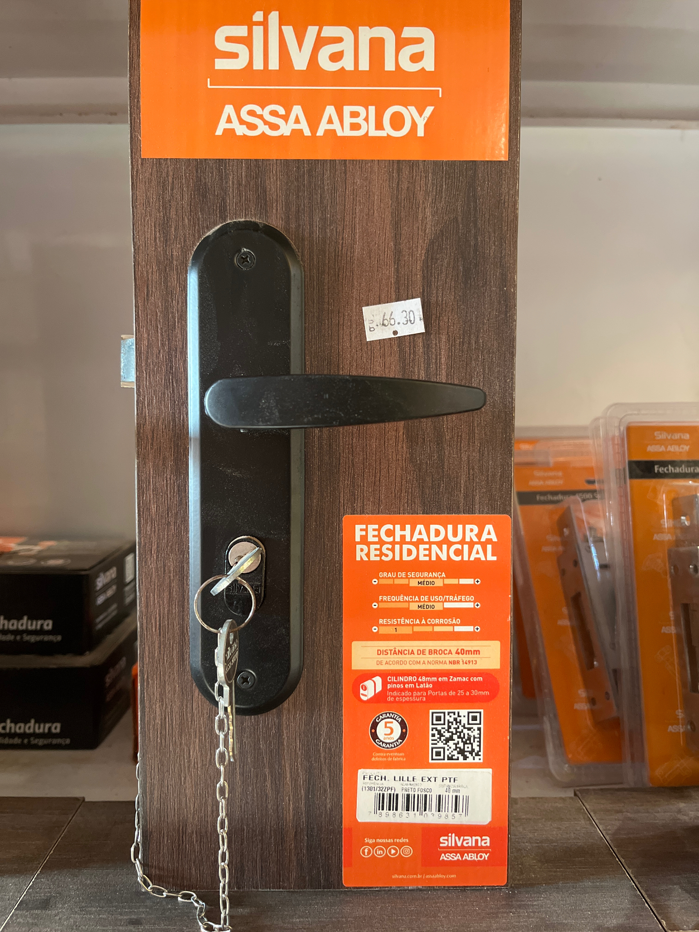 Fechadura Lille Ext PTF — Externa · Preto fosco · 40 mm · Zamak