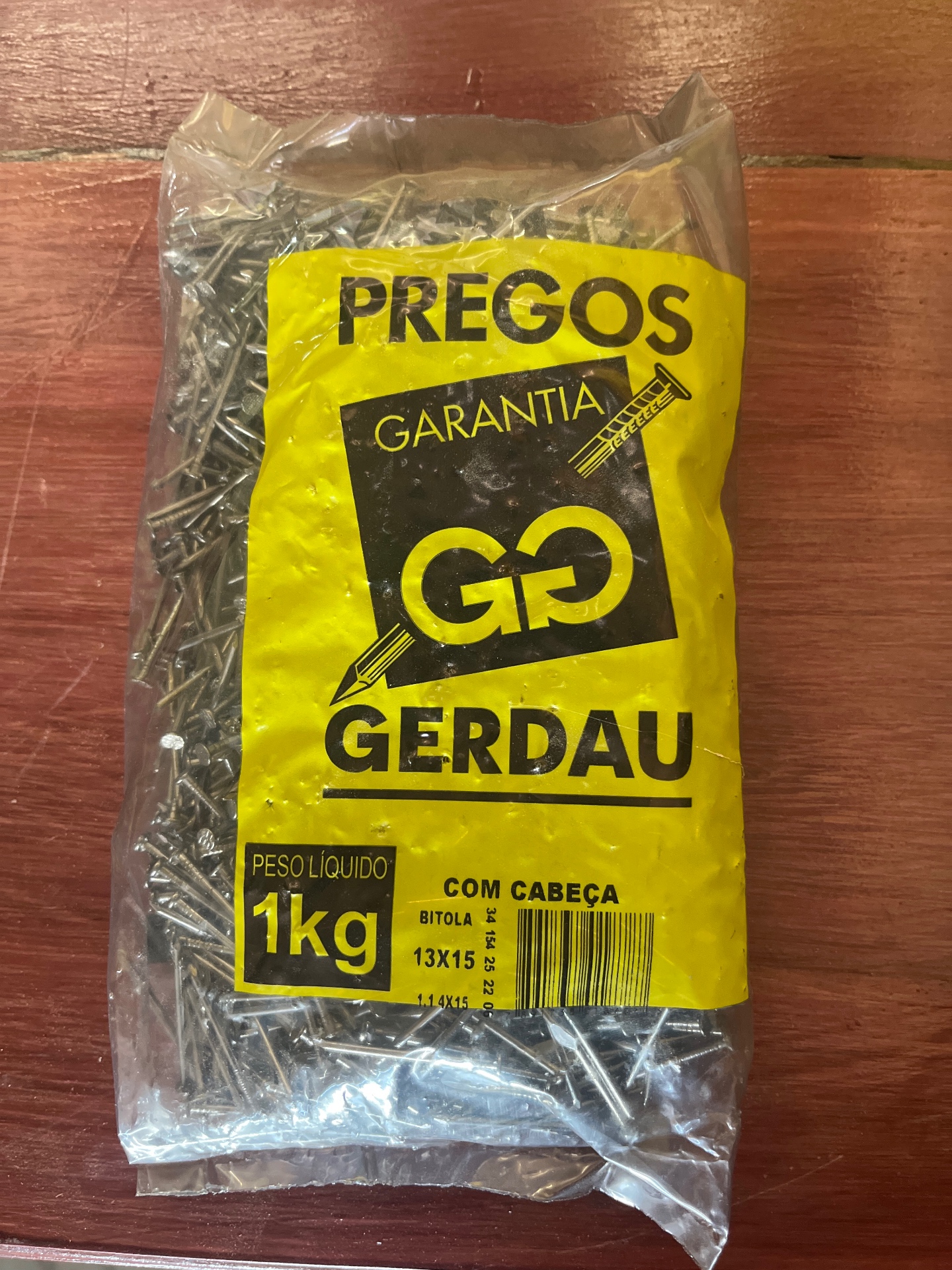 Prego Gerdau 1,1 4x15 — Com cabeça · 1 kg · bitola 1,1 4×15