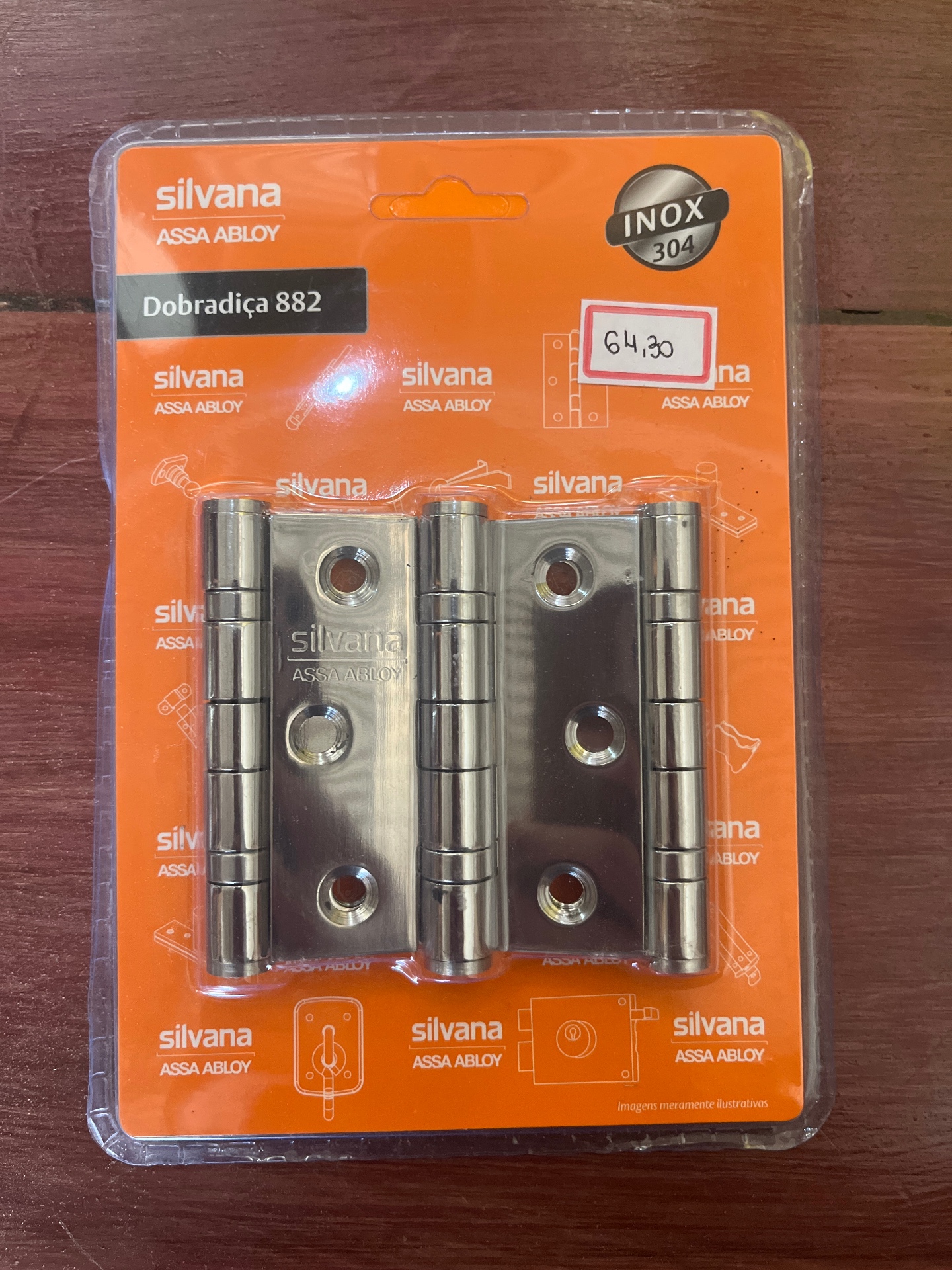 Dobradiça Silvana 882 — INOX 304 · 3 unidades